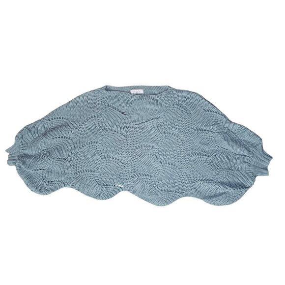 Elodie Boutique Teal Open Knit Oversized Crop Sweater Small EUC - Picture 6 of 6